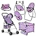 Dolls To Play Baby Doll Stroller Bed and Swing Nursery Playset Baby Doll Accessories Furniture Set Convertible High Chair Diaper Bag Role Play Deluxe Blue Doll Set - Image 3
