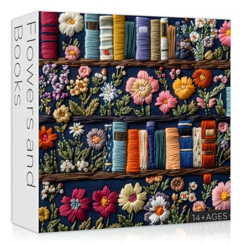 PICKFORU Wildflower Pages Jigsaw Puzzle 1000 Pieces Unique Art Floral Plant Puzzle Retro Vintage Aesthetic Challenge for Adults - Image 1