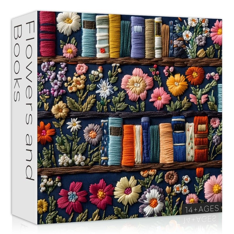 PICKFORU Wildflower Pages Jigsaw Puzzle 1000 Pieces Unique Art Floral Plant Puzzle Retro Vintage Aesthetic Challenge for Adults - Image 3
