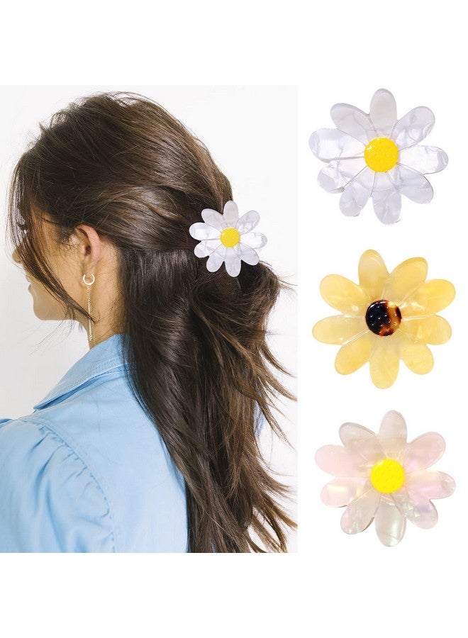 3 Pack Flower Hair Claw Clips For Women Big Cute Daisy Hair Clips 90S Flower Claw Clip Hair Barrettes