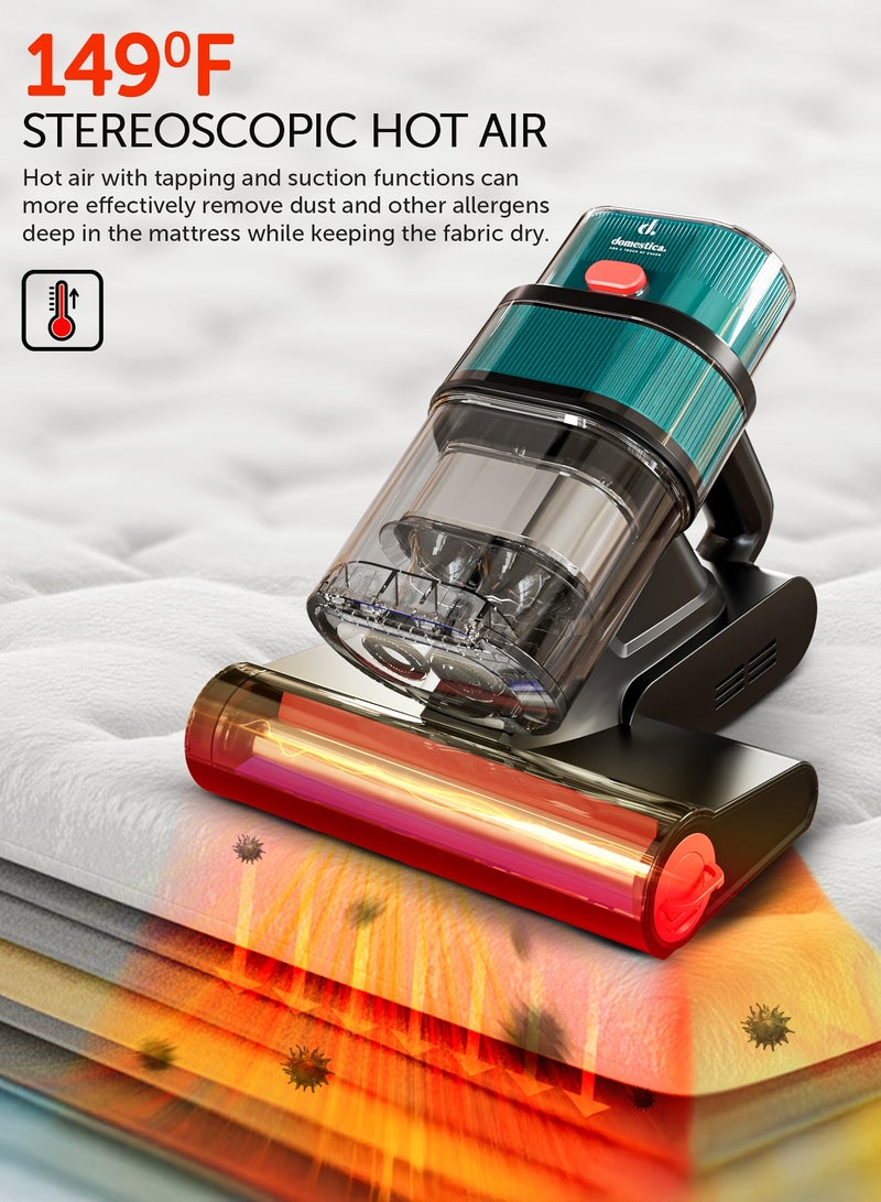 دوماستيكا مكنسة السرير Dustro Pro للاستخدام المنزلي مزوّدة بضوء UV-C، بقوة شفط عالية تصل إلى 16000 باسكال ومستشعر غبار لإزالة عثة الفراش وشعر الحيوانات الأليفة | مكنسة مراتب سلكية محمولة باليد مزوّدة بشاشة رقمية، فلتر HEPA، سرعة 45000 دورة في الدقيقة، موجات فوق صوتية وهواء ساخن بدرجة 60° مئوية.  - Image 5
