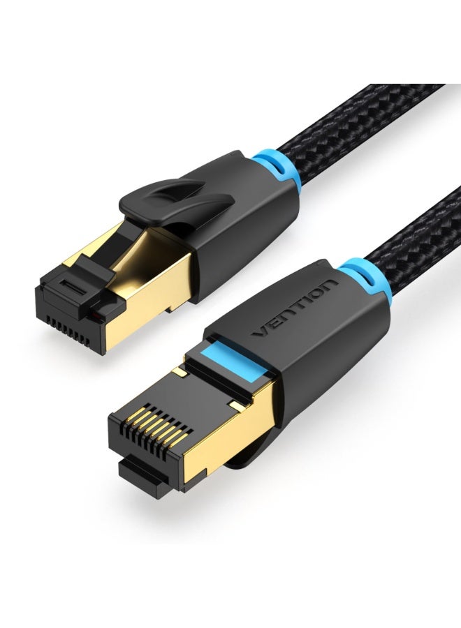 VENTION Cotton Braided Cat.8 SFTP Patch Cable 0.5M Black Model # IKGBD - Image 1