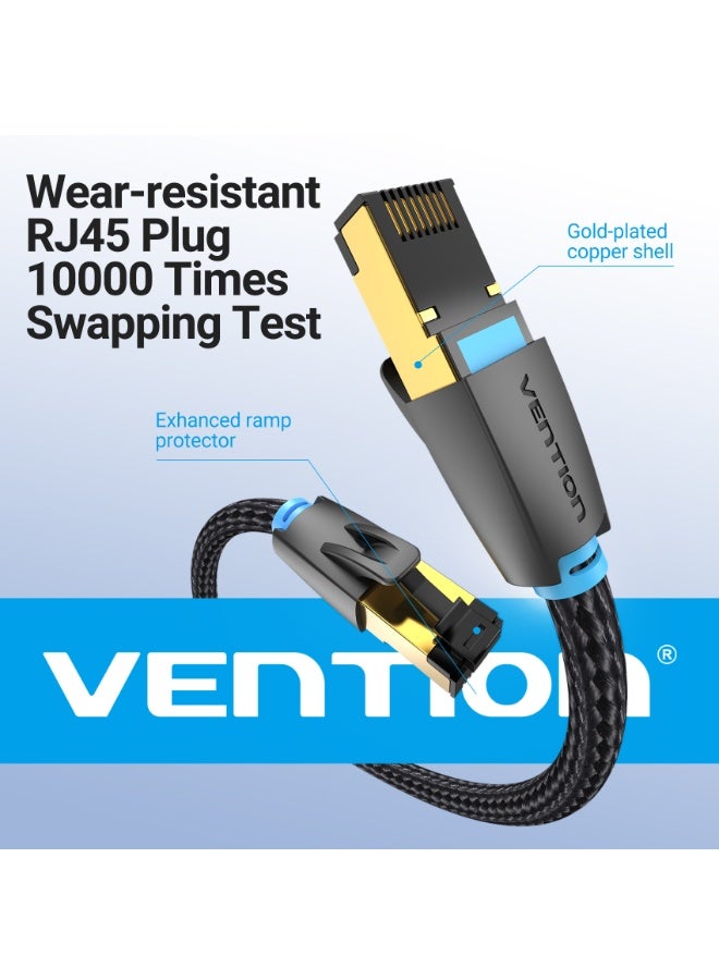 VENTION Cotton Braided Cat.8 SFTP Patch Cable 0.5M Black Model # IKGBD - Image 4