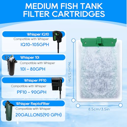 Cunina 12PCS Medium Filter Cartridges Compatible with Tetra Whisper Bio-Bag Filter Cartridges Medium for 10i IQ10 PF10, Fish Tank Aquarium Filter Cartridges Compatible with Tetra Whisper Filter - Image 2