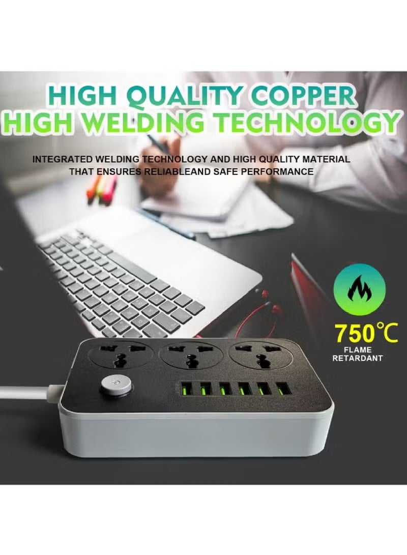 5 Meter 9-in-1 Universal Extension Cord with 3 Power Sockets and 6 USB Slots - Image 1
