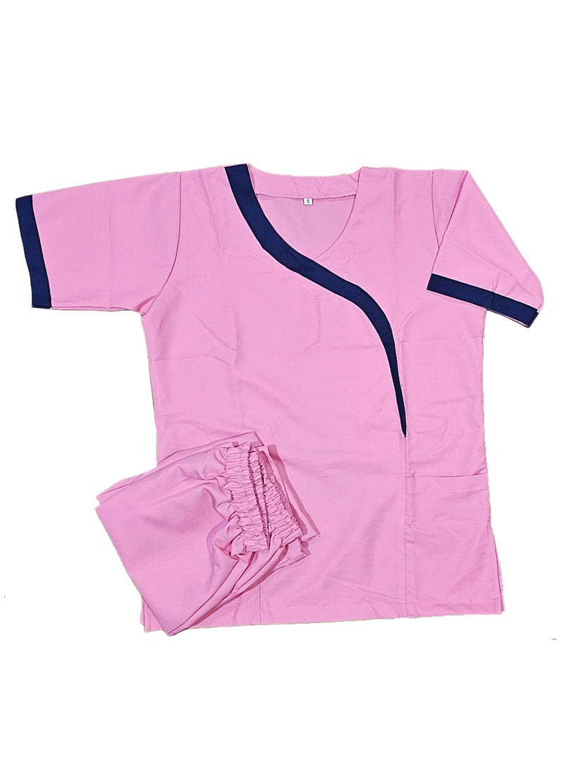 Rannah's Uniform Comfortable and Durable Pink Scrub Suit Uniform for Medical Staff, Beauticians, and Housekeepers - Image 1