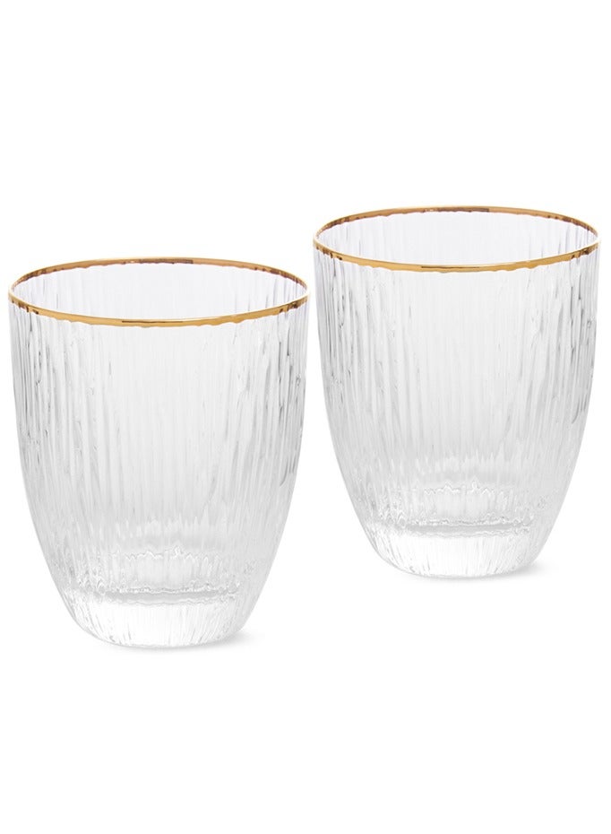 Fissman كوب شرب من قطعتين – 400 مل أكواب شفافة أنيقة بحواف ذهبية – تصميم مزخرف رائع، مثالي للمشروبات الساخنة والباردة – متين، أنيق، ومثالي لأي مناسبة - Image 1