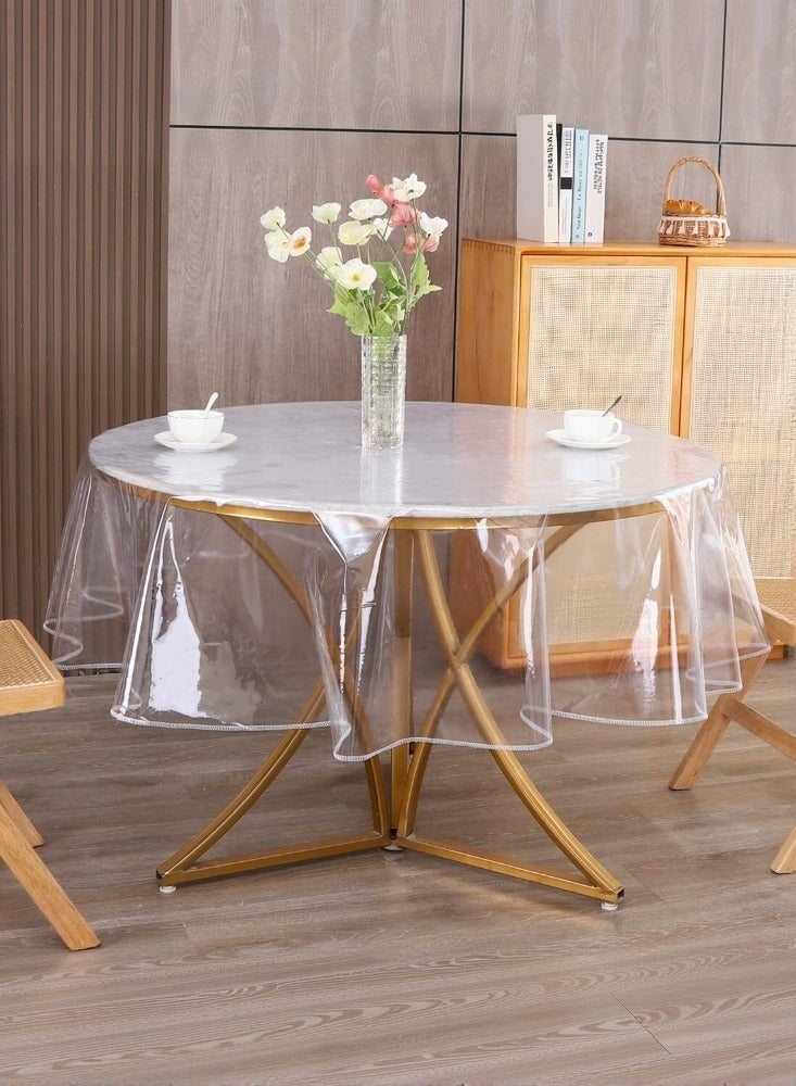 WALALLA Clear Round Plastic Tablecloth Protector Waterproof Oil-Proof PVC Table Cloth Stain-Resistant Wipeable Table Cover for Round Table 0.12mm 152 cm/60 inch - Image 1