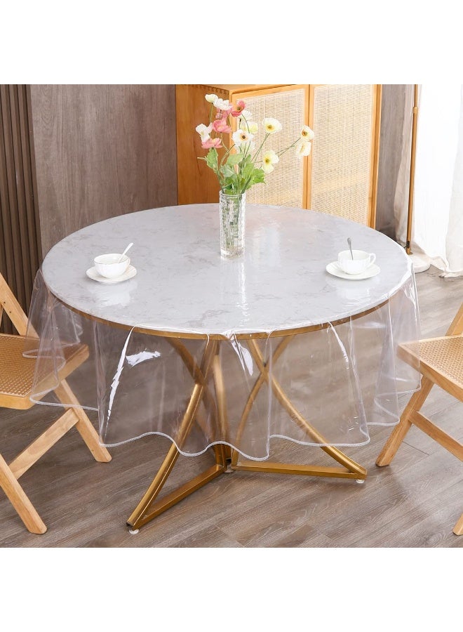 WALALLA Clear Round Plastic Tablecloth Protector Waterproof Oil-Proof PVC Table Cloth Stain-Resistant Wipeable Table Cover for Round Table 0.12mm 152 cm/60 inch - Image 2