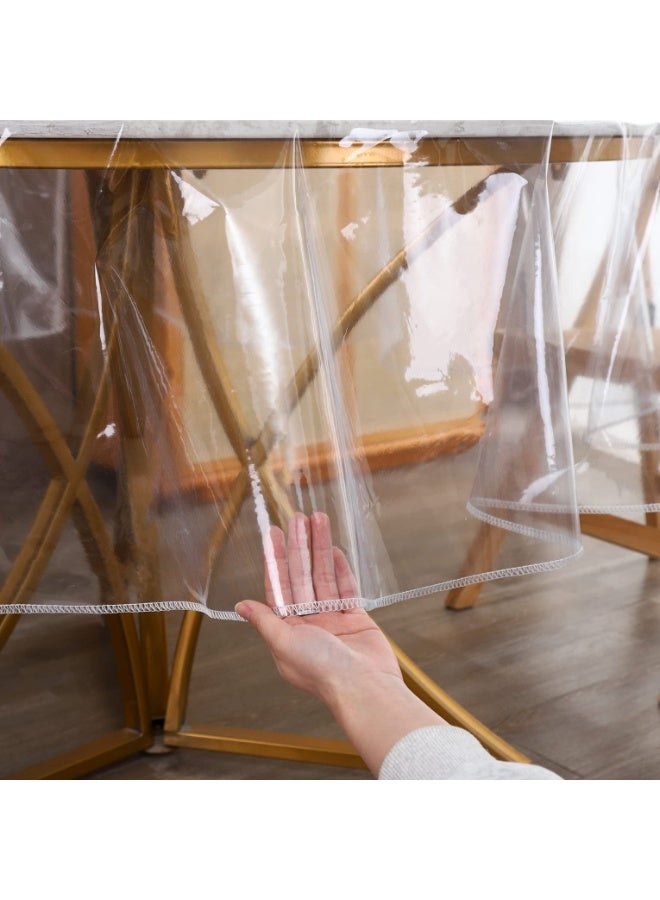 WALALLA Clear Round Plastic Tablecloth Protector Waterproof Oil-Proof PVC Table Cloth Stain-Resistant Wipeable Table Cover for Round Table 0.12mm 152 cm/60 inch - Image 5