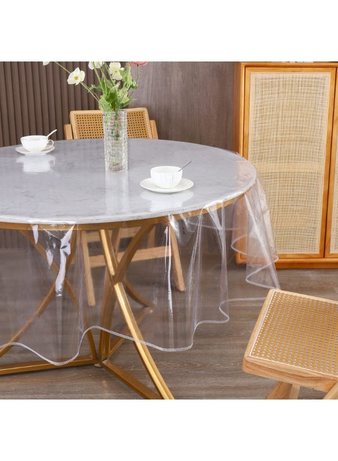 WALALLA Clear Round Plastic Tablecloth Protector Waterproof Oil-Proof PVC Table Cloth Stain-Resistant Wipeable Table Cover for Round Table 0.12mm 152 cm/60 inch - Image 3