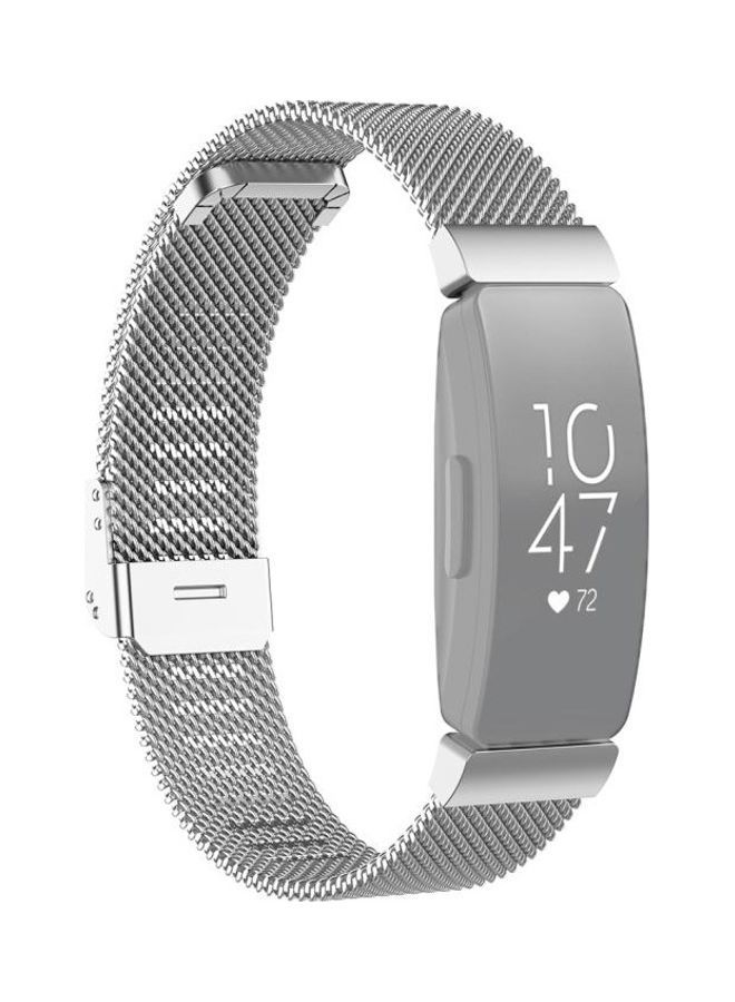 NIBEMINENT Stainless Steel Metal Mesh Wrist Strap Watch Band For Fitbit Inspire/Inspire HR/Ace 2 Silver - Image 1