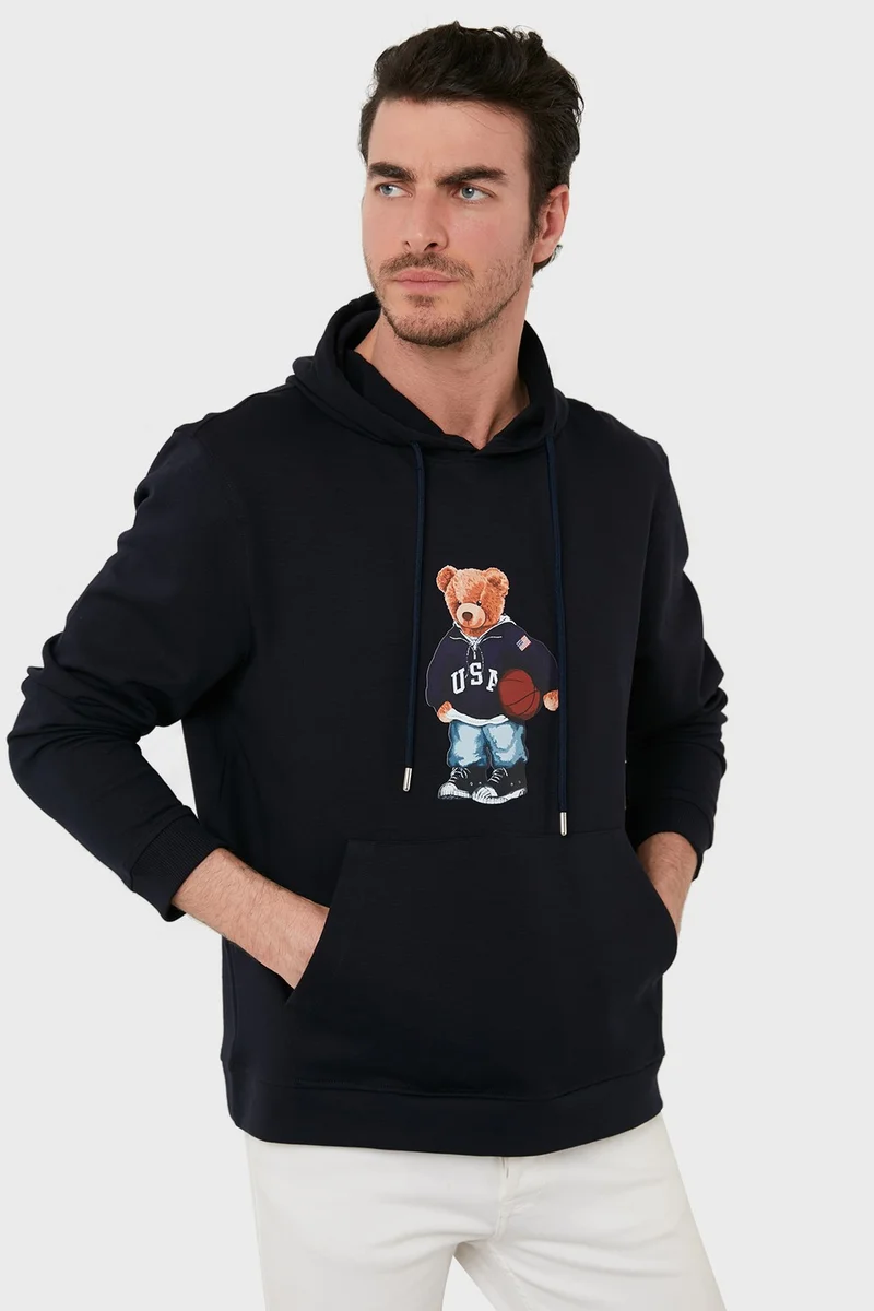 اكسي Cotton Printed Kangaroo Pocket Hooded Sweat Men's Sweat 6141003