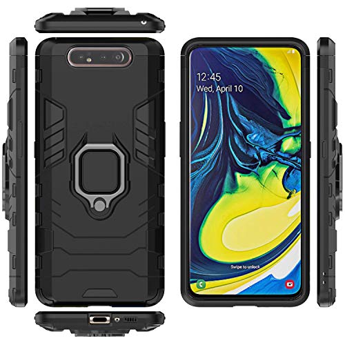 MaiJin Compatible with Samsung Galaxy A80, Galaxy A90 Case, Metal Ring Grip Kickstand Shockproof Hard Bumper (Works with Magnetic Car Mount) Dual Layer Rugged Cover (Navy Blue) - Image 4