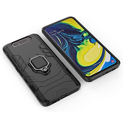 MaiJin Compatible with Samsung Galaxy A80, Galaxy A90 Case, Metal Ring Grip Kickstand Shockproof Hard Bumper (Works with Magnetic Car Mount) Dual Layer Rugged Cover (Navy Blue) - Image 3