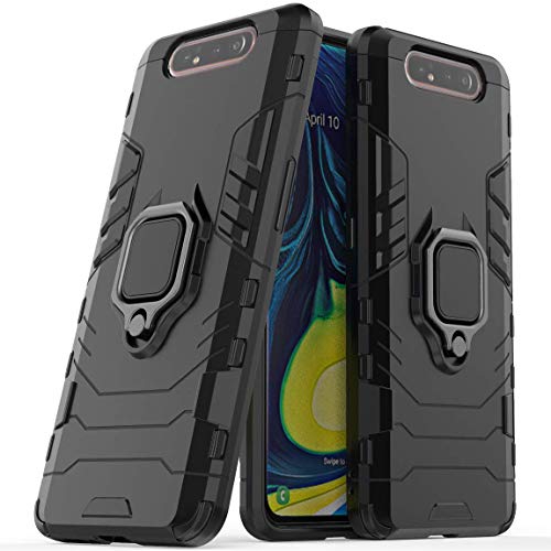 MaiJin Compatible with Samsung Galaxy A80, Galaxy A90 Case, Metal Ring Grip Kickstand Shockproof Hard Bumper (Works with Magnetic Car Mount) Dual Layer Rugged Cover (Navy Blue) - Image 1