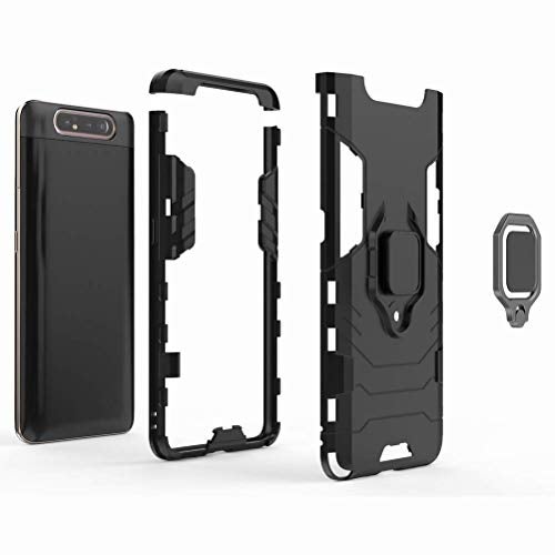 MaiJin Compatible with Samsung Galaxy A80, Galaxy A90 Case, Metal Ring Grip Kickstand Shockproof Hard Bumper (Works with Magnetic Car Mount) Dual Layer Rugged Cover (Navy Blue) - Image 5