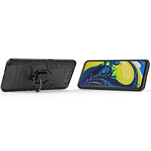 MaiJin Compatible with Samsung Galaxy A80, Galaxy A90 Case, Metal Ring Grip Kickstand Shockproof Hard Bumper (Works with Magnetic Car Mount) Dual Layer Rugged Cover (Navy Blue) - Image 2