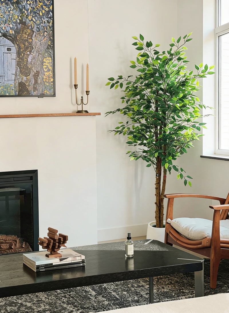 Artificial Ficus Potted Plant, Silk Tree – Perfect Potted Simulation Plant with Fake Moss and Durable Nursery Pot, Ideal for Indoor/Outdoor Home, Office, Garden Modern Decor and Housewarming Gifts - Image 1