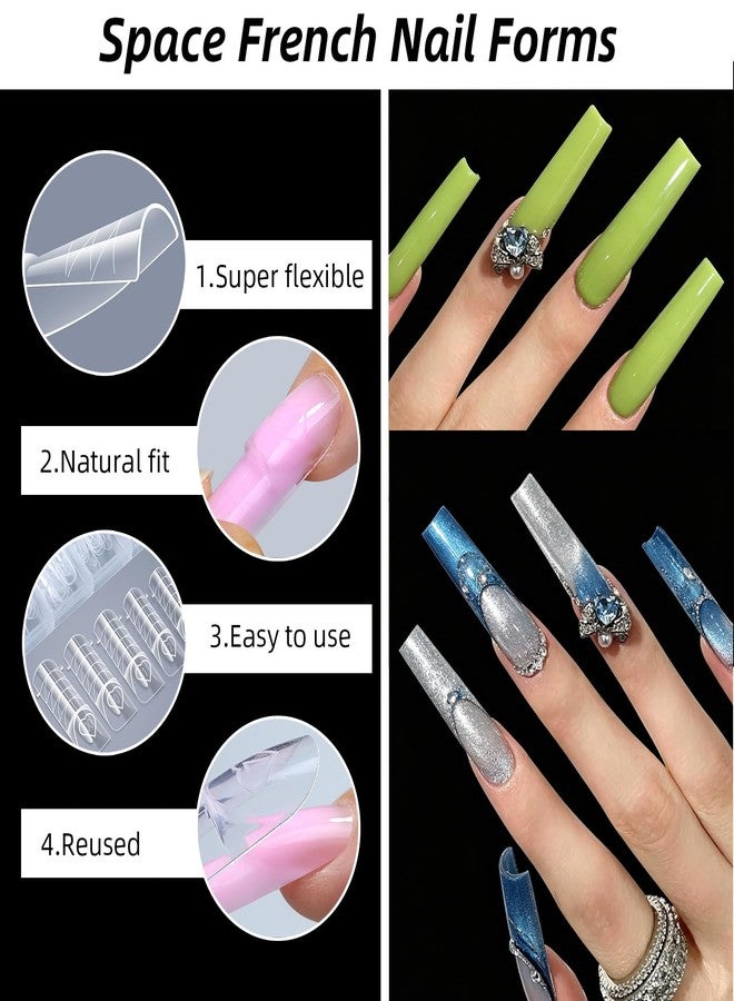 U-Shinein Space French Nail Forms, 150PCS Acrylic Polygel 15 Sizes Reusable Nail Molds for Builder Gel Nail Extensions, Salon & Home DIY Manicure 02 Stiletto - Image 2