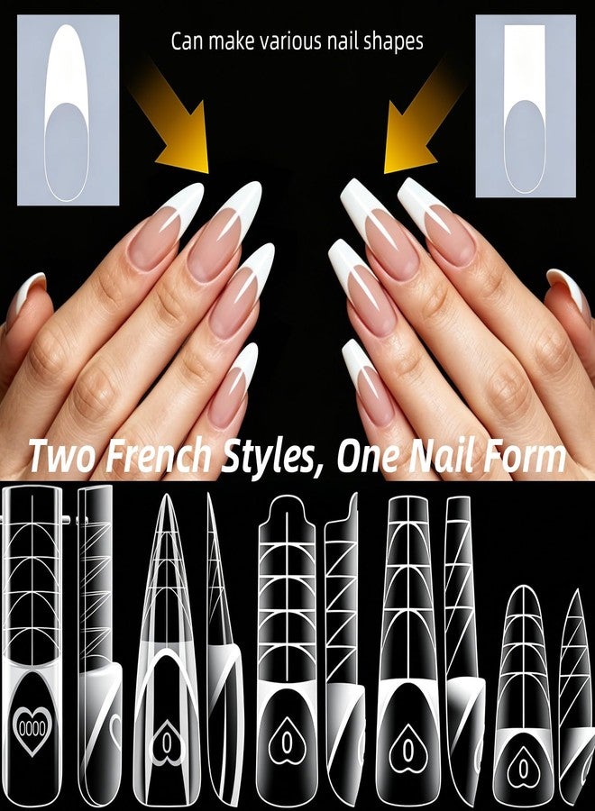 U-Shinein Space French Nail Forms, 150PCS Acrylic Polygel 15 Sizes Reusable Nail Molds for Builder Gel Nail Extensions, Salon & Home DIY Manicure 02 Stiletto - Image 3