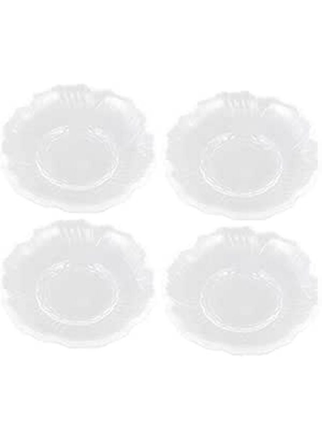 Clear Glass Tea Saucer Plate Set 4pcs Round Snack and Tea Bag Holder for Coffee Cups - Image 1
