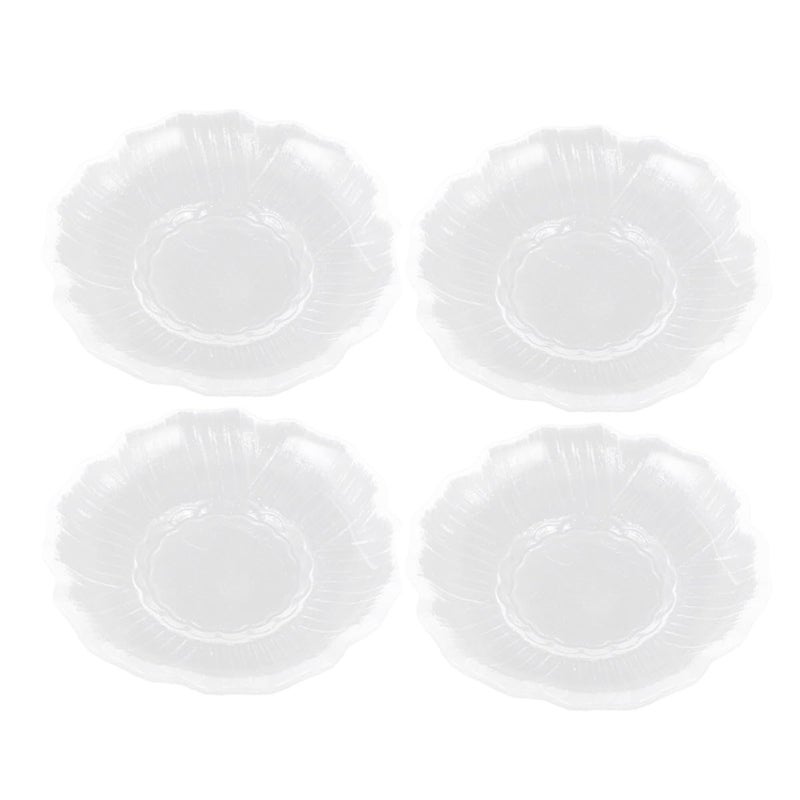 Clear Glass Tea Saucer Plate Set 4pcs Round Snack and Tea Bag Holder for Coffee Cups - Image 2