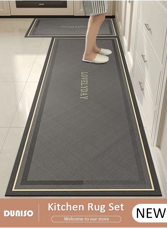DUNISO 2 PCS Kitchen Mats and Rugs Set , Non Slip Heavy Duty Standing Mat, Quick Dry Diatom Mud Floor Mat, Extra Soft and Absorbent Floor Mats for Kitchen, Bath, Office, Laundry(40*60cm+40*120cm)  - Image 1