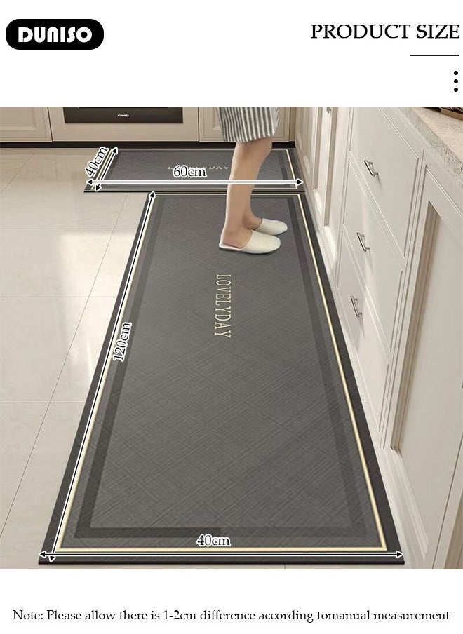 DUNISO 2 PCS Kitchen Mats and Rugs Set , Non Slip Heavy Duty Standing Mat, Quick Dry Diatom Mud Floor Mat, Extra Soft and Absorbent Floor Mats for Kitchen, Bath, Office, Laundry(40*60cm+40*120cm)  - Image 4