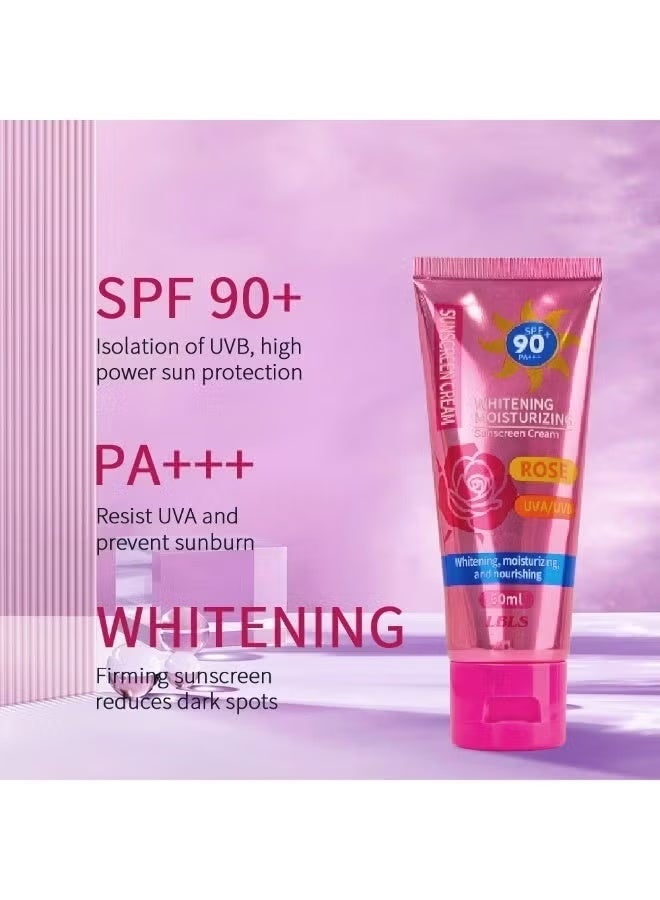 ليبليس كريم واقي من الشمس برائحة الورد - عامل حماية من الشمس SPF90+، 60 مل/العلبة، مناسب للبشرة الحساسة، واقي من الشمس منعش مع عزل مُفتّح ومُبيّض، لوشن للعناية بالبشرة. - Image 2