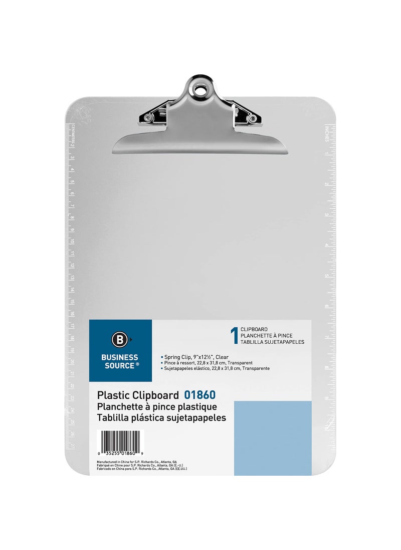 Business Source Business Source Sparco Products 01860 Clipboard Plastic 9Inch x12Inch Clear 