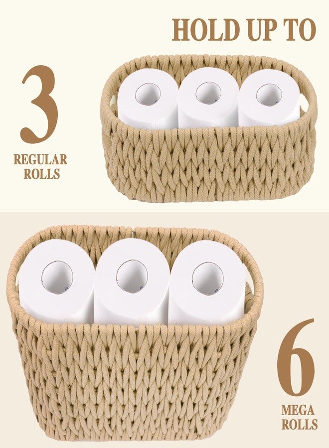 Jukercici Boho Toilet Paper Storage Baskets, Cotton Rope Woven Bathroom Basket Set of 2, Standing Toilet Paper Holder for 6 Mega Rolls,Storage Bins for Toilet Tank Top, Bathroom Organizer Decor (Brown 2 Pack) - Image 4