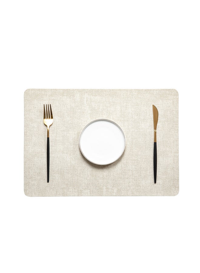 2025 Style Leather Placemat Waterproof Oil-Proof Heat Insulation Mat Hotel Premium Table Mat Nordic Ins Style Western Placemat-Color:Rounded Corners-off-white-9#-Specifications:43cm×30cm - Image 1
