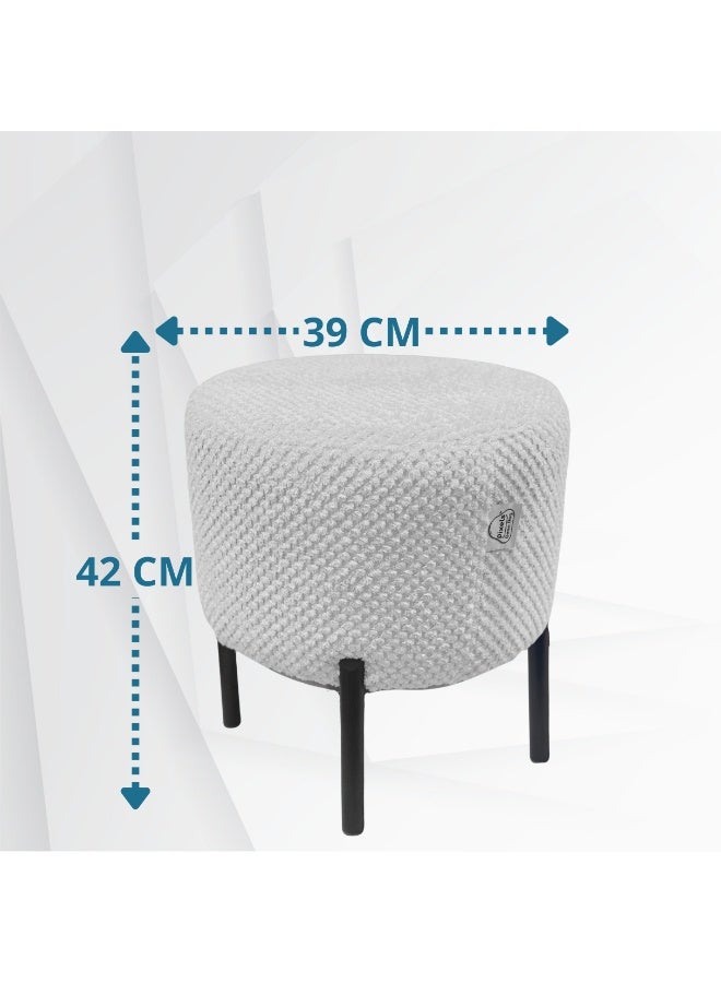 PixelsBeanBag Round Ottoman Linen Fabric by PixelsBeanBag with Metal Legs, for Living Room and Bedroom. - Image 4