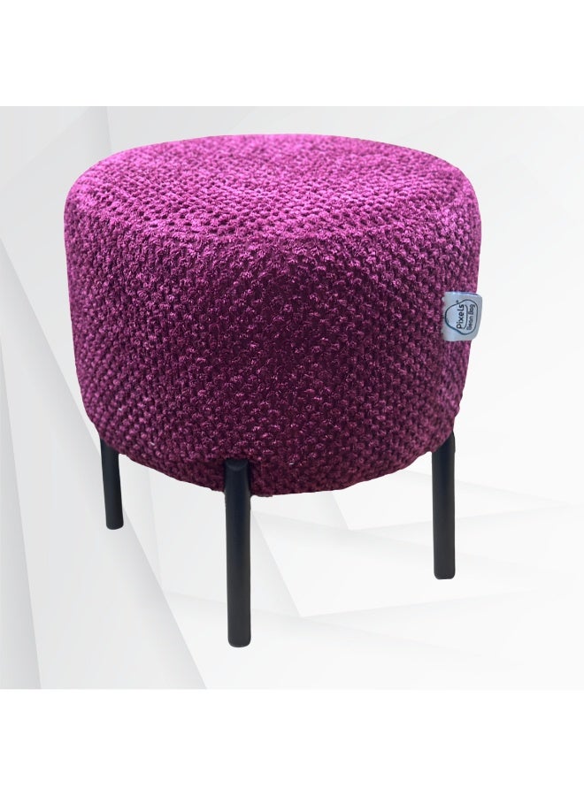 PixelsBeanBag Round Ottoman Linen Fabric by PixelsBeanBag with Metal Legs, for Living Room and Bedroom. - Image 2