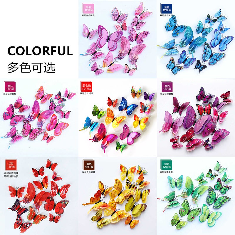 3D Double Layer Simulation Butterfly Creative Home Wall Decoration Wall Stickers Refrigerator Stickers - Image 3