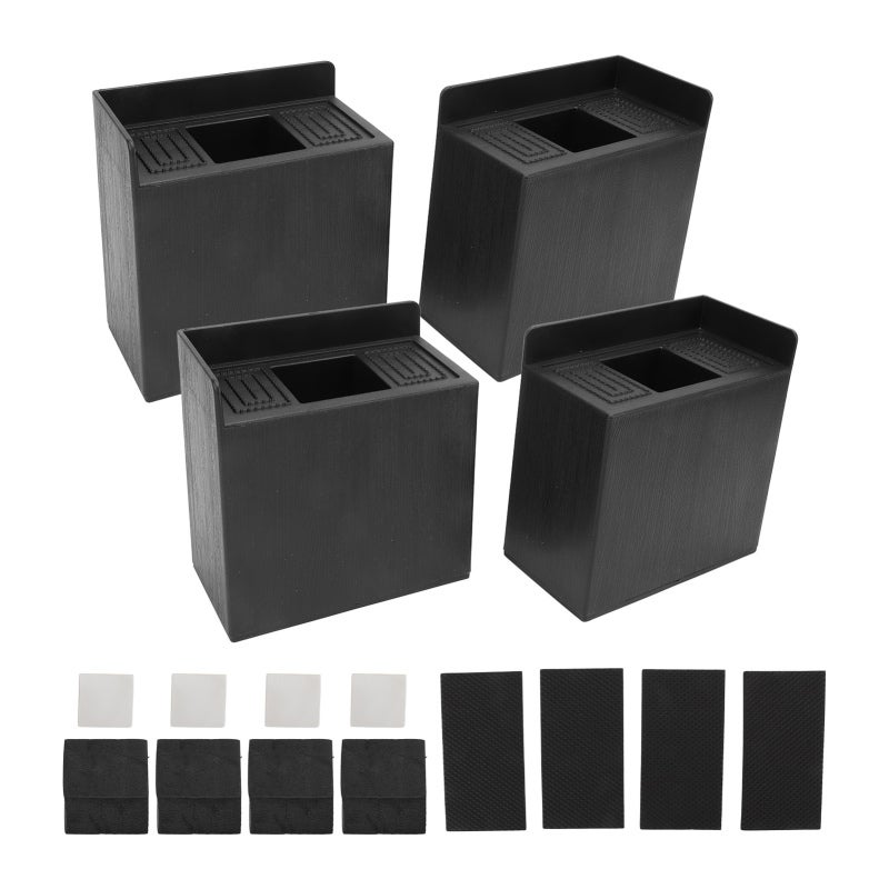 Bed Risers: 4 Pack 2200Lbs Load Capacity, Upgraded Durable Plastic, Anti-Slip EVA Vibration Pads - Space-Saving Under-Bed Storage, For Home Furniture Beds Sofas Chairs - Image 3