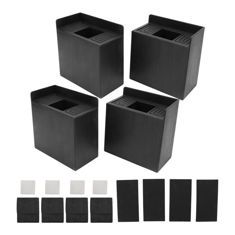 Bed Risers: 4 Pack 2200Lbs Load Capacity, Upgraded Durable Plastic, Anti-Slip EVA Vibration Pads - Space-Saving Under-Bed Storage, For Home Furniture Beds Sofas Chairs - Image 4