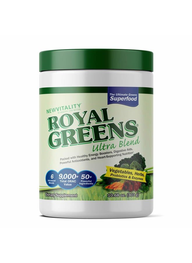 New Vitality Royal Greens Superfood Powder | Healthy Veggie Powder with Probiotics, Enzymes, Antioxidants, Wheat Grass & Greens 10.75oz (30 Day Supply) - Image 1