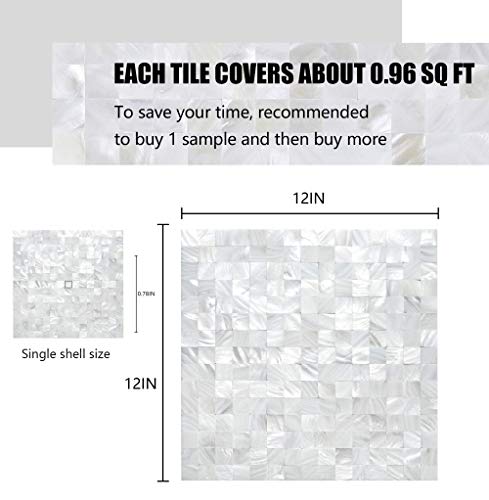 KASARO Peel and Stick Backsplash Shell Tiles, Mother of Pearl Self Adhesive Wall Tiles for Bathroom Bedroom Decor, White, 10-Sheet - Image 2