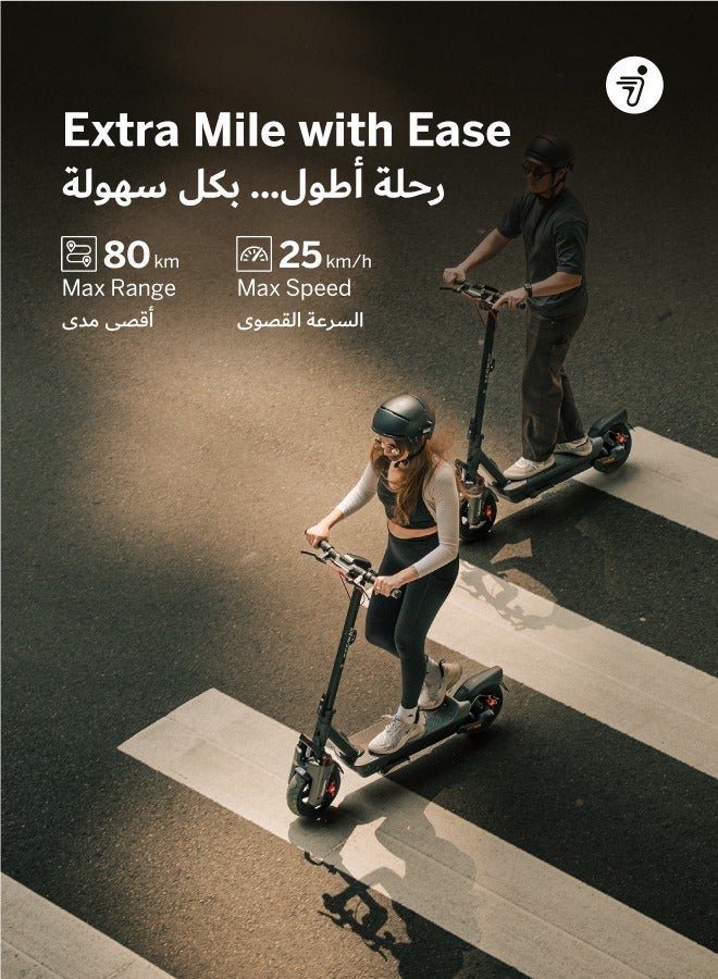ninebot Segway MAX G3  |Electric KickScooter | 25km/h Speed, 80km Range, 2000W Motor, 11" Self-Sealing Tires, Front/Rear Suspension, Apple Find My, TFT Display, Dual Brakes – Black - Image 3