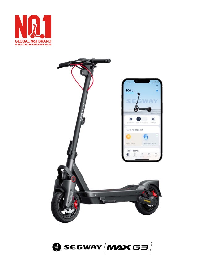 ninebot Segway MAX G3  |Electric KickScooter | 25km/h Speed, 80km Range, 2000W Motor, 11" Self-Sealing Tires, Front/Rear Suspension, Apple Find My, TFT Display, Dual Brakes – Black - Image 1