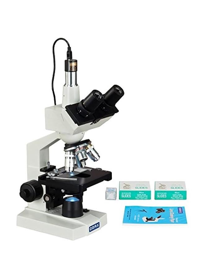 Arabest 40-2500X LED Digital Trinocular Compound Microscope 1.3MP Camera + Blank Slides + Covers + Lens Paper  - Image 2