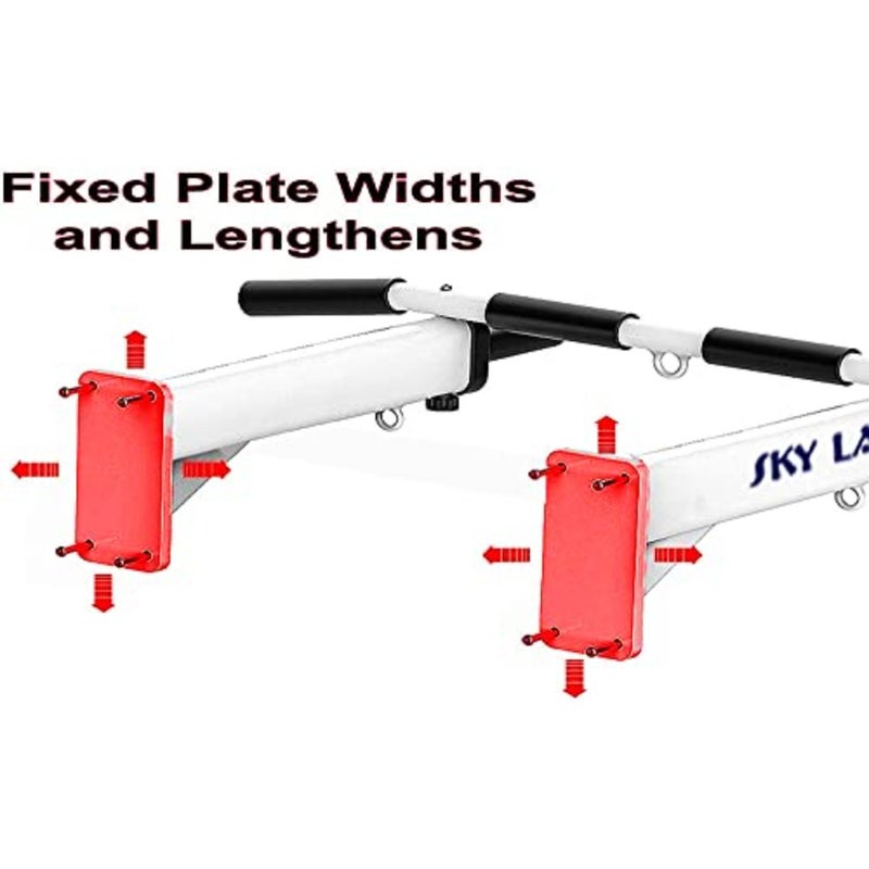 Wall Mounted Pull Up and Dip Station Bar, White, Large, EM-1199 Multifunctional wall-mounted chin-up bar and dip station with anti-slip grips for leg raises and boxing training in home gym - Image 5