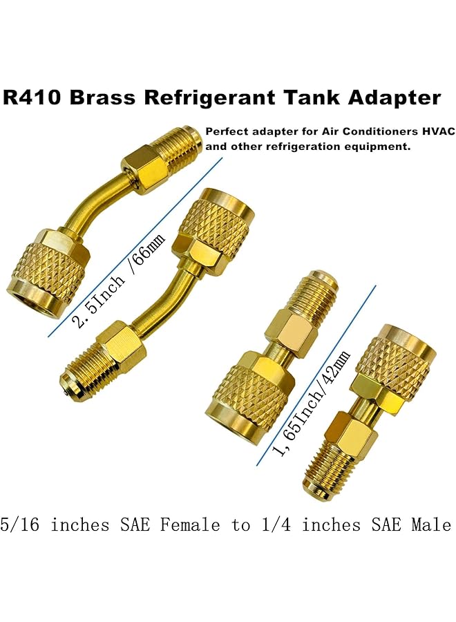 Excefore R410A Adapter For Mini Split System, 5/16" Female Sae To 1/4" Male Flare, 1/2" To 1/4" Refrigerant Tank Adapters For Hvac And Refrigeration Service, Includes 2 Straight, 2 Angled, And 2 Tank Adapters - Image 2