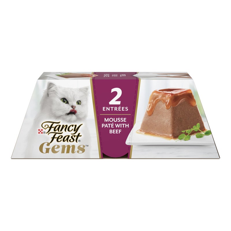 Fancy Feast Gems Pate Cat Food Mousse with Beef and a Halo of Savory Gravy Cat Food - (Pack of 8) 4 oz. Boxes - Image 1
