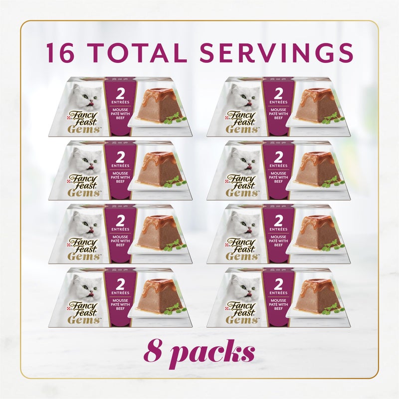 Fancy Feast Gems Pate Cat Food Mousse with Beef and a Halo of Savory Gravy Cat Food - (Pack of 8) 4 oz. Boxes - Image 3