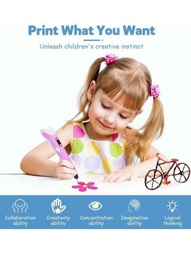 قلم طباعة ثلاثي الأبعاد للأطفال، قلم ثلاثي الأبعاد مع شاشة، رسم جرافيتي، هدية للأطفال، رسم يدوي، متوافق مع خيوط PLA وABS، للكتابة على الجدران، الرسم، صنع النماذج، أزرق - Image 2