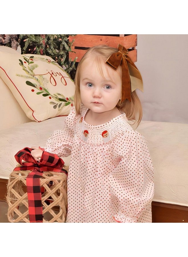 NCMAMA 4PCS Velvet Hair Bows for Girls, Khaki Hair Bow Clips Ponytail long Ribbon Bows Hair Accessories for Women Girls Toddlers Infant (Khaki) - Image 5