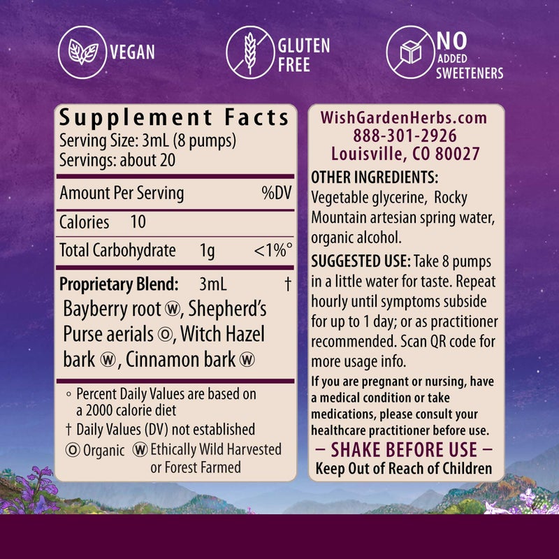 WishGarden Herbs Flow Stopper Lingering Cycle (Wombstringe) - All-Natural Herbal Formula w/Shepherd's Purse & Witch Hazel, Moderates Breatkthrough Bleeding, Blood Flow & Spotting Between Cycles, 2oz - Image 2